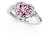 White gold Milgrain Fancy Pink Heart  Cut Diamond Ring with Tapered Pave Band and Four Prong Setting_4