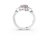 White gold Milgrain Fancy Pink Heart  Cut Diamond Ring with Tapered Pave Band and Four Prong Setting_6