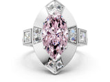 White gold Milgrain Fancy Pink Marquise Cut Diamond Halo Split Shank Ring