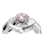 White gold Milgrain Fancy Pink Marquise Cut Diamond Halo Split Shank Ring_4