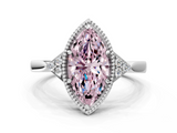 White gold Milgrain Fancy Pink Marquise  Cut Diamond Ring with Tapered Pave Band and Four Prong Setting_3