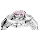 White gold Milgrain Fancy Pink Oval Cut Diamond Halo Split Shank Ring_16