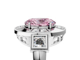White gold Milgrain Fancy Pink Oval Cut Diamond Halo Split Shank Ring_17
