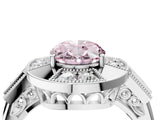 White gold Milgrain Fancy Pink Oval Cut Diamond Halo Split Shank Ring_4