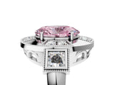 White gold Milgrain Fancy Pink Oval Cut Diamond Halo Split Shank Ring_5