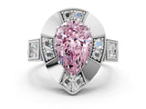 White gold Milgrain Fancy Pink Pear Cut Diamond Halo Split Shank Ring_12