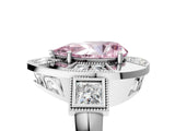White gold Milgrain Fancy Pink Pear Cut Diamond Halo Split Shank Ring_17