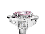 White gold Milgrain Fancy Pink Pear Cut Diamond Halo Split Shank Ring_29