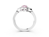 White gold Milgrain Fancy Pink Pear  Cut Diamond Ring with Tapered Pave Band and Four Prong Setting_6