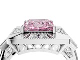 White gold Milgrain Fancy Pink Princess Cut Diamond Halo Split Shank Ring_4