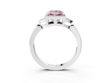 White gold Milgrain Fancy Pink Princess  Cut Diamond Ring with Tapered Pave Band and Four Prong Setting_3
