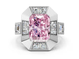 White gold Milgrain Fancy Pink Radiant Cut Diamond Halo Split Shank Ring_12