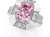 White gold Milgrain Fancy Pink Radiant Cut Diamond Halo Split Shank Ring_13