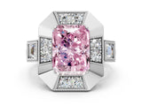 White gold Milgrain Fancy Pink Radiant Cut Diamond Halo Split Shank Ring_24