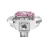 White gold Milgrain Fancy Pink Radiant Cut Diamond Halo Split Shank Ring_5