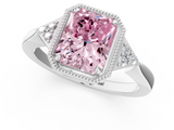 White gold Milgrain Fancy Pink Radiant  Cut Diamond Ring with Tapered Pave Band and Four Prong Setting_4