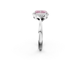 White gold Milgrain Fancy Pink Radiant  Cut Diamond Ring with Tapered Pave Band and Four Prong Setting_5