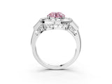White gold Milgrain Fancy Pink Round Cut Diamond Halo Split Shank Ring_3