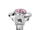 White gold Milgrain Fancy Pink Round Cut Diamond Halo Split Shank Ring_5