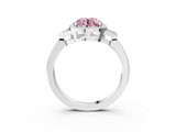 White gold Milgrain Fancy Pink Round  Cut Diamond Ring with Tapered Pave Band and Four Prong Setting_21