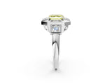 White gold Milgrain Fancy Yellow Asscher Cut Diamond Halo Split Shank Ring_2