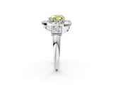 White gold Milgrain Fancy Yellow Heart Cut Diamond Halo Split Shank Ring_2
