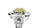 White gold Milgrain Fancy Yellow Heart Cut Diamond Halo Split Shank Ring_5