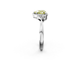 White gold Milgrain Fancy Yellow Heart  Cut Diamond Ring with Tapered Pave Band and Four Prong Setting_5