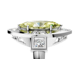 White gold Milgrain Fancy Yellow Marquise Cut Diamond Halo Split Shank Ring_5