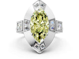 White gold Milgrain Fancy Yellow Marquise Cut Diamond Halo Split Shank Ring