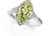 White gold Milgrain Fancy Yellow Marquise  Cut Diamond Ring with Tapered Pave Band and Four Prong Setting_1