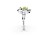 White gold Milgrain Fancy Yellow Oval Cut Diamond Halo Split Shank Ring_2