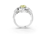 White gold Milgrain Fancy Yellow Oval Cut Diamond Halo Split Shank Ring_3