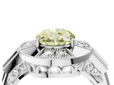 White gold Milgrain Fancy Yellow Oval Cut Diamond Halo Split Shank Ring_4