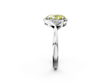 White gold Milgrain Fancy Yellow Oval  Cut Diamond Ring with Tapered Pave Band and Four Prong Setting_5