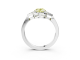 White gold Milgrain Fancy Yellow Oval  Cut Diamond Ring with Tapered Pave Band and Four Prong Setting_6