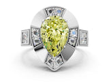 White gold Milgrain Fancy Yellow Pear Cut Diamond Halo Split Shank Ring_12