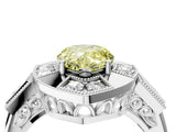 White gold Milgrain Fancy Yellow Pear Cut Diamond Halo Split Shank Ring_16