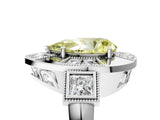 White gold Milgrain Fancy Yellow Pear Cut Diamond Halo Split Shank Ring_17