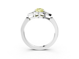 White gold Milgrain Fancy Yellow Pear  Cut Diamond Ring with Tapered Pave Band and Four Prong Setting_6