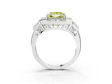 White gold Milgrain Fancy Yellow Princess Cut Diamond Halo Split Shank Ring_3