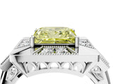 White gold Milgrain Fancy Yellow Princess Cut Diamond Halo Split Shank Ring_4