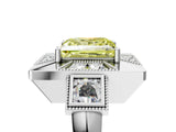 White gold Milgrain Fancy Yellow Princess Cut Diamond Halo Split Shank Ring_5