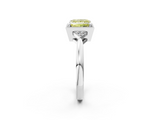 White gold Milgrain Fancy Yellow Princess  Cut Diamond Ring with Tapered Pave Band and Four Prong Setting_2