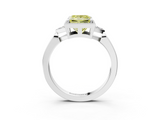 White gold Milgrain Fancy Yellow Princess  Cut Diamond Ring with Tapered Pave Band and Four Prong Setting_3