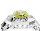 White gold Milgrain Fancy Yellow Radiant Cut Diamond Halo Split Shank Ring_16