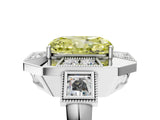 White gold Milgrain Fancy Yellow Radiant Cut Diamond Halo Split Shank Ring_17