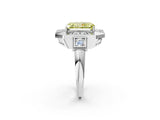 White gold Milgrain Fancy Yellow Radiant Cut Diamond Halo Split Shank Ring_8