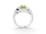 White gold Milgrain Fancy Yellow Radiant Cut Diamond Halo Split Shank Ring_9