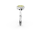 White gold Milgrain Fancy Yellow Radiant  Cut Diamond Ring with Tapered Pave Band and Four Prong Setting_5